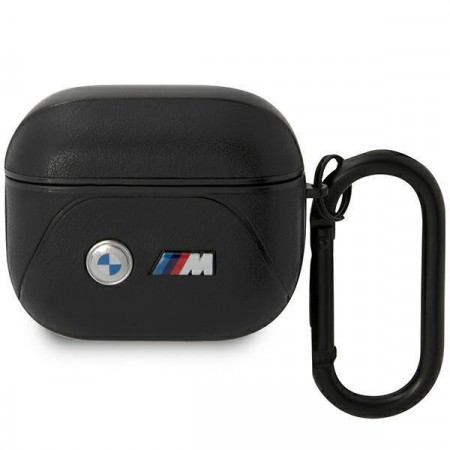 Оригинален калъф за слушалки BMW Leather Curved Line BMA322PVTK - AirPods 3 черен