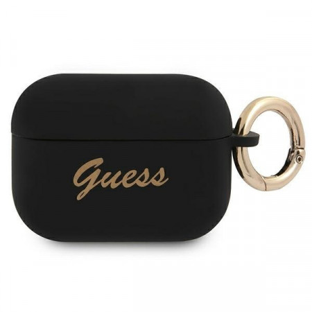 Оригинален калъф за слушалки GUESS Silicone Vintage Script GUAPSSSK - AirPods Pro черен