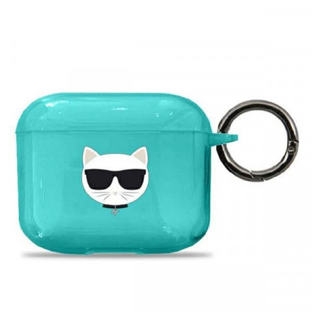 Оригинален калъф за слушалки Karl LAGERFELD Choupette KLA3UCHFL - AirPods 3 син