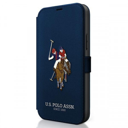 Оригинален калъф тип книга US POLO Polo Embroidery USFLBKP12LPUGFLNV - iPhone 12 Pro Max тъмносив
