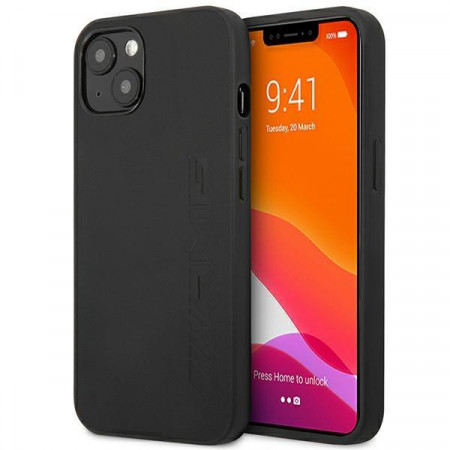 Оригинален твърд гръб AMG Leather Hot Stamped AMHCP14MDOLBK - iPhone 14 Plus черен