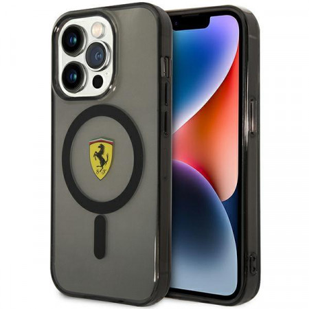 Оригинален твърд гръб FERRARI Translucent MagSafe FEHMP14LUKK - iPhone 14 Pro черен полупрозрачен