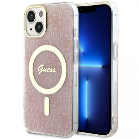 Оригинален твърд гръб GUESS 4G GUHMP14MH4STP - iPhone 14 Plus розов