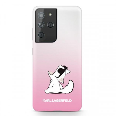 Оригинален твърд гръб KARL LAGERFELD Choupette Fun KLHCS21LCFNRCPI - Samsung Galaxy S21 Ultra 5G розов