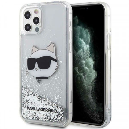 Оригинален твърд гръб KARL LAGERFELD Glitter Choupette Head KLHCP12MLNHCCS - iPhone 12 / 12 Pro сребрист - Img 1