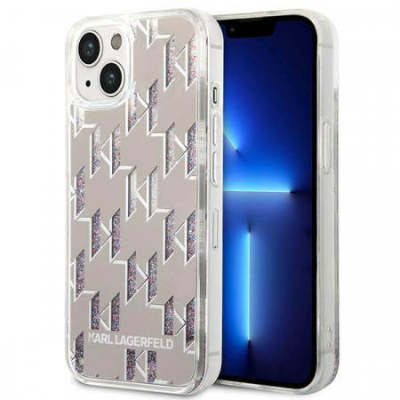 Оригинален твърд гръб KARL LAGERFELD Liquid Glitter Monogram KLHCP14MLMNMS - iPhone 14 Plus сребрист - Img 1