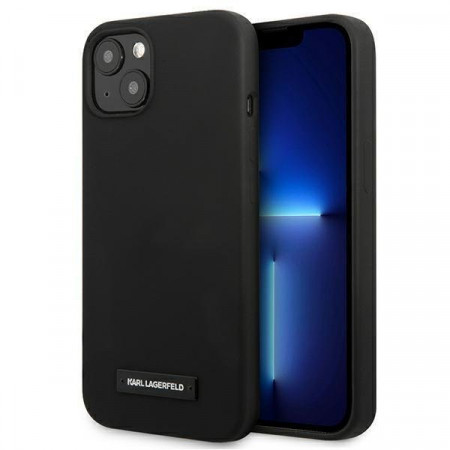 Оригинален твърд гръб KARL LAGERFELD Silicone Plaque KLHCP13SSLMP1K - iPhone 13 mini черен - Img 1