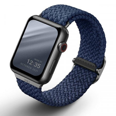 Плетена каишка UNIQ Aspen - Apple Watch 40mm SE / 40mm Series 6 / 40mm Series 5 / 40mm Series 4 / 38mm Series 3 / 38mm Series 2 / 38mm (1st gen) oxford blue