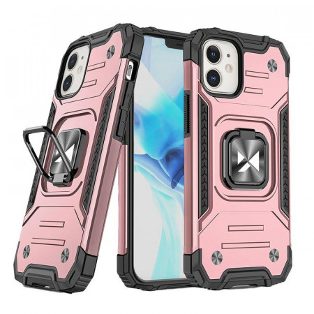 Подсилен гръб WOZINSKY Ring Armor със стойка - iPhone 14 розов