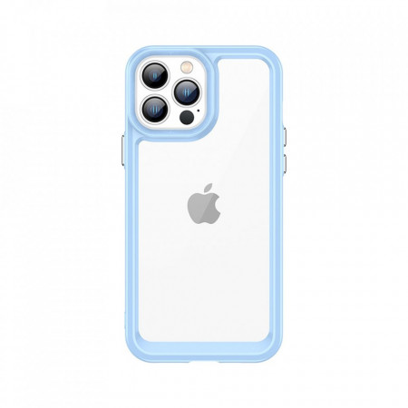 Прозрачен гръб с гел рамка Outer Space - iPhone 13 Pro син