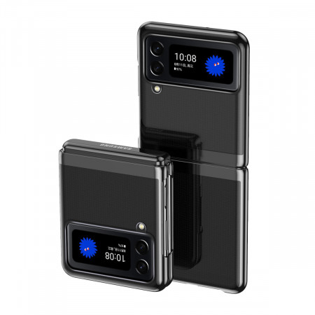 Прозрачен калъф с цветна рамка Plating - Samsung Galaxy Z Flip4 черен