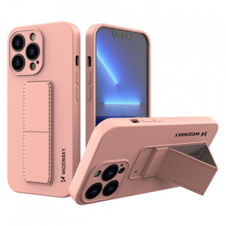 Силиконов гръб със стойка WOZINSKY Kickstand - iPhone 13 Pro Max розов