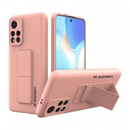 Силиконов гръб със стойка WOZINSKY Kickstand - Xiaomi Poco M4 Pro 5G розов