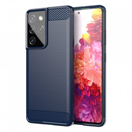 Силиконов гръб Carbon - Samsung Galaxy S21 Ultra 5G син