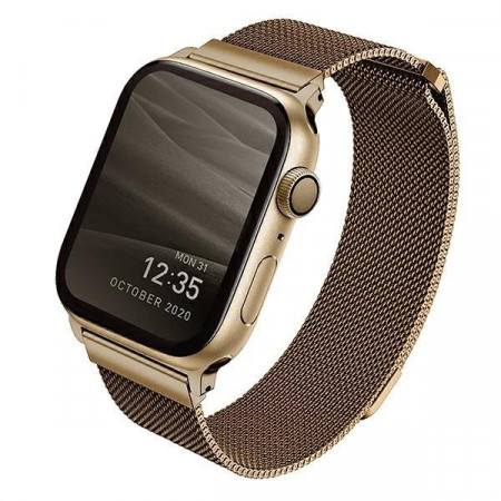 Стоманена каишка UNIQ Dante - Apple Watch 44mm SE / 44mm Series 6 / 44mm Series 5 / 44mm Series 4 златен