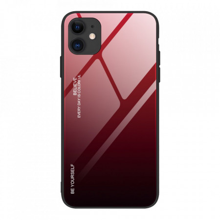 Стъклен гръб - iPhone 12 mini черен / червен