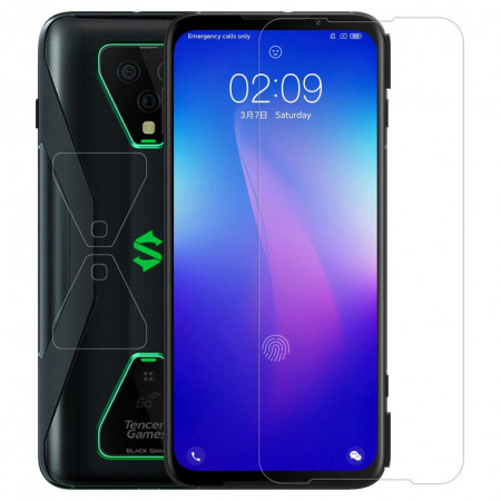 Ултратънък 0.2mm 9H закален стъклен протектор NILLKIN Amazing H+ Pro AGC - Xiaomi черен Shark 3 Pro с черна рамка