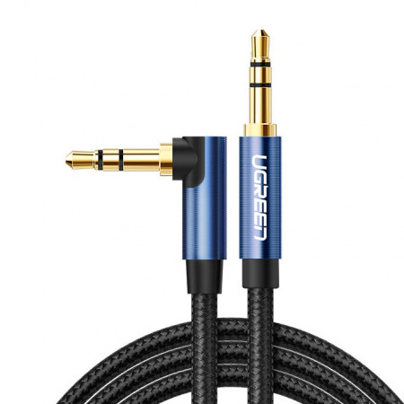 90° аудио кабел UGREEN жак 3.5mm 0.5m син (AV112)
