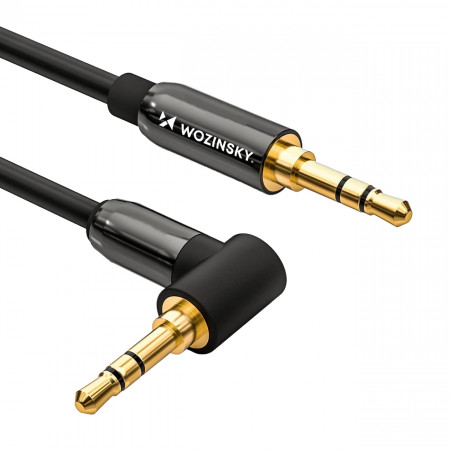 90° аудио кабел WOZINSKY жак 3.5mm 1.5m черен - Img 1