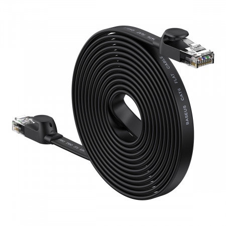 Бърз плосък интернет кабел BASEUS high Speed Six types of RJ45 Gigabit 15m черен