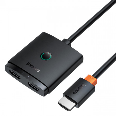 Видео сплитер BASEUS AiRJoy 2in1 4K 60Hz двупосочен HDMI с включен кабел 1m черен - Img 1