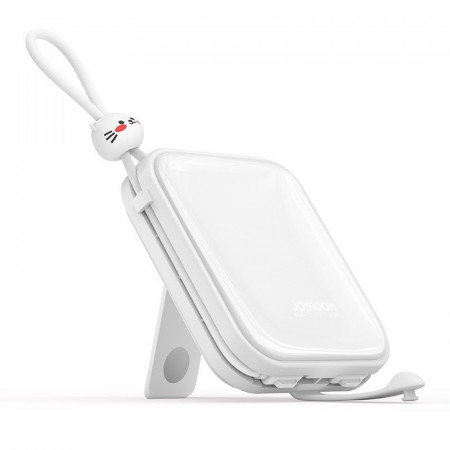 Външна батерия JOYROOM с USB-C and Lightning кабел и стойка Cutie Series 10000mAh 22.5W бяла (JR-L008)