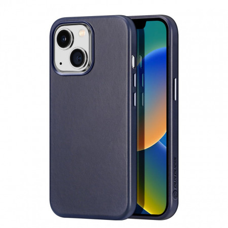 Гръб от естествена кожа DUX DUCIS Naples MagSafe - iPhone 14 Plus син