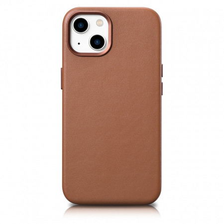 Гръб от естествена кожа iCARER Leather MagSafe - iPhone 14 Plus кафяв