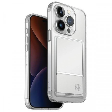 Гръб със слот за карта UNIQ Air Fender ID - iPhone 15 Pro nude transparent