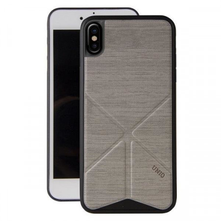 Гръб със стойка UNIQ Transforma Ligne - iPhone X / XS сива пепел