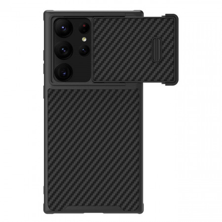 Гръб с подвижно покритие за камерата NILLKIN Synthetic Fiber S - Samsung Galaxy S23 Ultra черен - Img 1