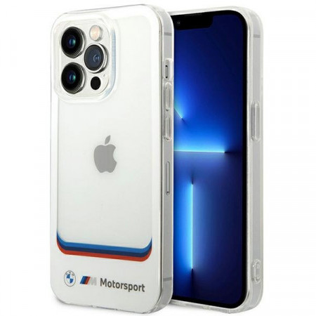 Гръб BMW BMHCP14L22HMCH Transparent Center - iPhone 14 Pro бял