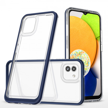 Гръб Clear 3в1 с гел рамка - Samsung Galaxy A03 син - Img 1