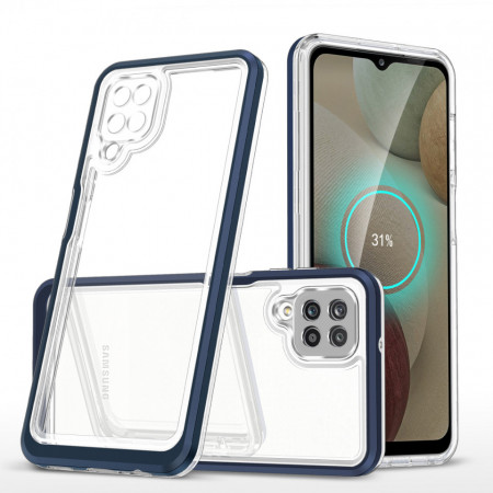 Гръб Clear 3в1 с гел рамка - Samsung Galaxy A12 син