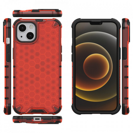 Гръб Honeycomb Armor със силиконов бъмпер - iPhone 13 червен