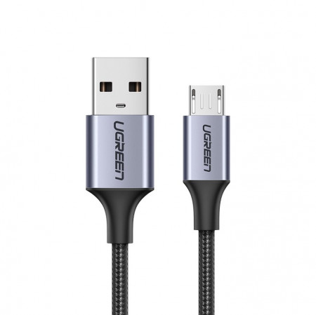 Кабел за зареждане и данни с оплетка UGREEN кабел USB Type A към micro USB кабел 1m сив (60146)