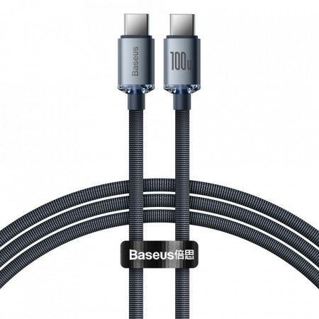 Кабел за зареждане и данни BASEUS Crystal Shine USB Type C към USB Type C с бързо зареждане 100W 1.2m (CAJY000601) черен - Img 1