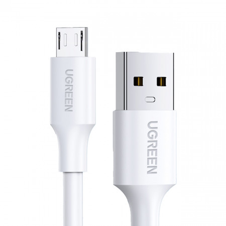 Кабел за зареждане и данни UGREEN US289 USB Type A към micro USB 2m бял