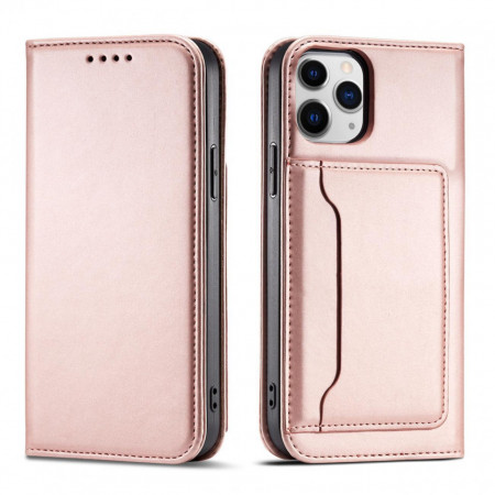 Калъф тип книга с външен джоб Magnet Card - iPhone 12 Pro розов