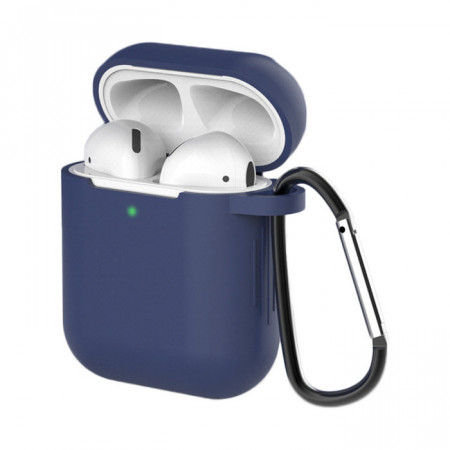 Мек силиконов калъф с кука (дизайн D) - AirPods 1 / 2 син