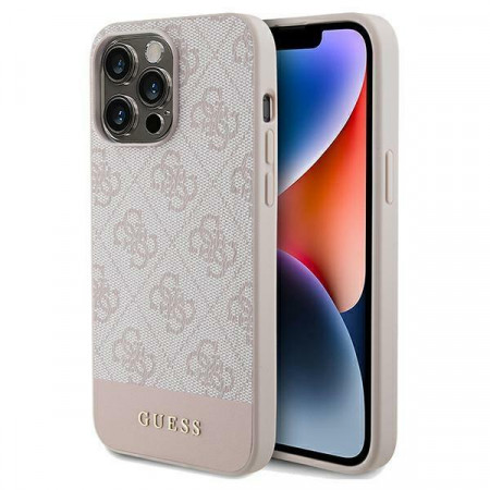 Оригинален гръб GUESS 4G Stripe - iPhone 15 Pro Max розов