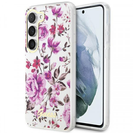 Оригинален гръб GUESS Flower GUHCS23MHCFWST - Samsung Galaxy S23+ бял