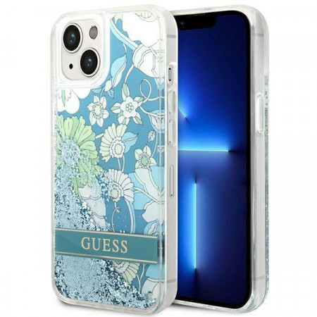 Оригинален гръб GUESS Flower Liquid Glitter GUHCP14MLFLSN - iPhone 14 Plus зелен - Img 1