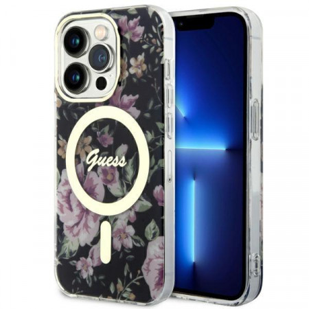 Оригинален гръб GUESS Flower MagSafe GUHMP14LHCFWSK - iPhone 14 Pro черен