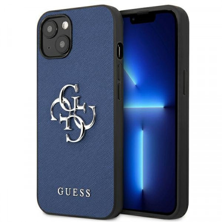Оригинален гръб GUESS Saffiano 4G Metal Logo GUHCP13SSA4GSBL - iPhone 13 mini син