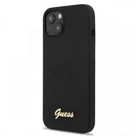 Оригинален гръб GUESS Silicone Script Gold Logo GUHMP13MLSLMGBK - iPhone 13 черен