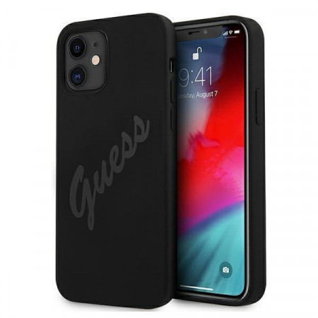 Оригинален гръб GUESS Silicone Vintage Script GUHCP12SLSVSBK - iPhone 12 mini черен