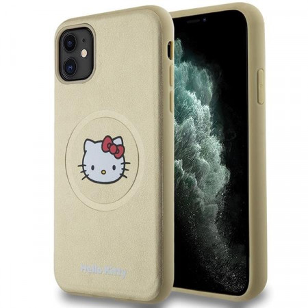 Оригинален гръб Hello Kitty Leather Kitty Head MagSafe - iPhone 11 златист