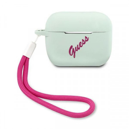 Оригинален калъф за слушалки GUESS Silicone Vintage GUACAPLSVSBF AirPods Pro син / циклама