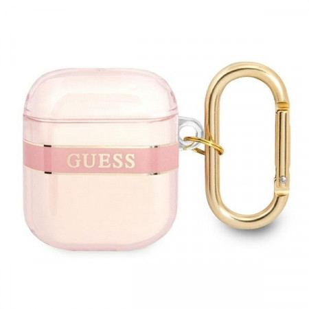 Оригинален калъф за слушалки GUESS Strap GUA2HHTSP - AirPods 1 / 2 розов